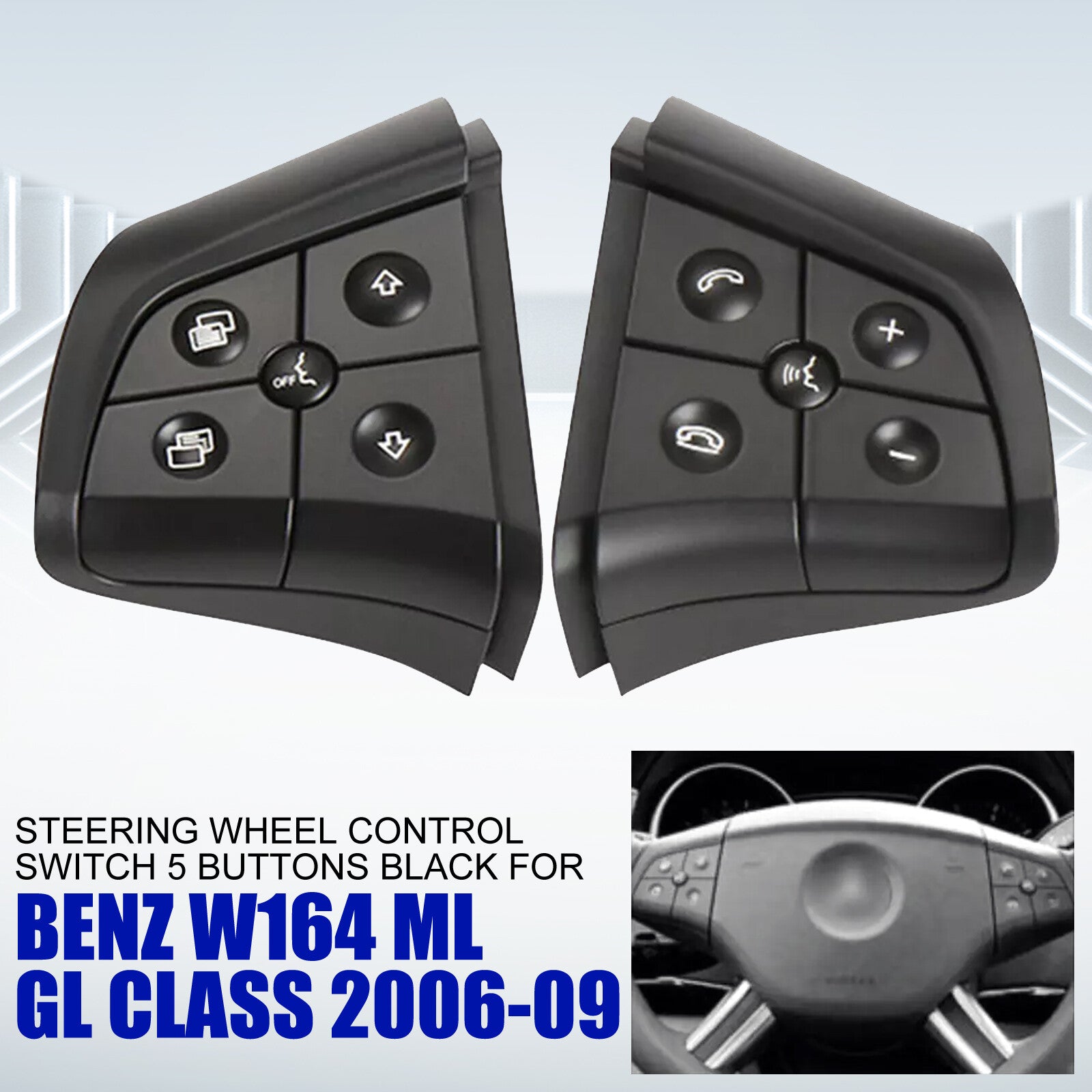 5 Buttons Steering Wheel Control Switch Black for Benz W164 ML GL CLass 2006-09