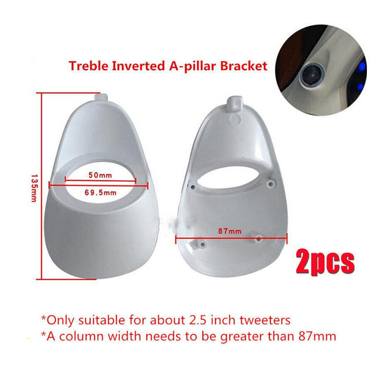 2x 2.5 White Plastic Car Audio A Pillar Tweeter Inverted Mold Two-way Brackets
