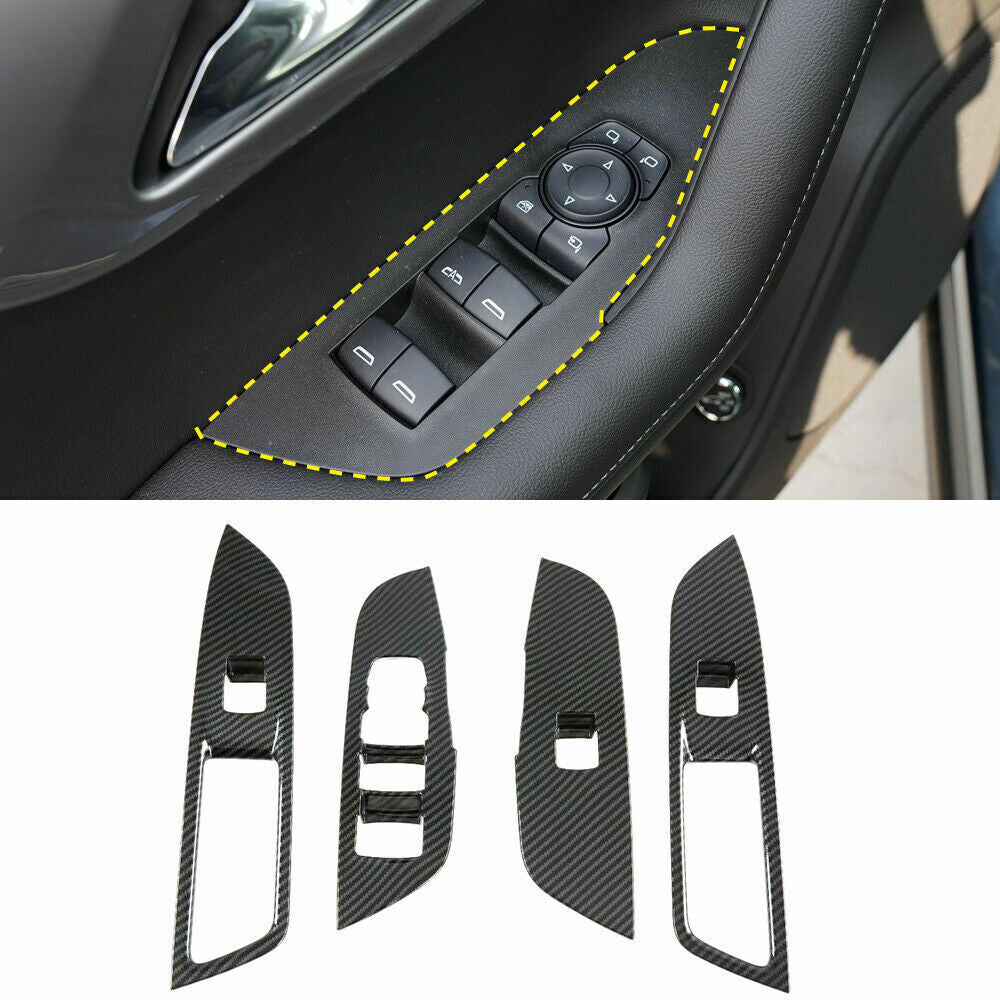 Carbon Fiber 4PCS Window Switch Panel Cover Trim for Chevrolet Blazer 2019-2022