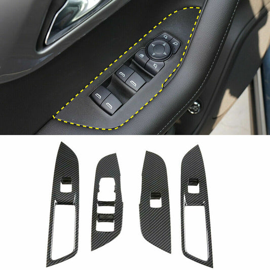 Carbon Fiber 4PCS Window Switch Panel Cover Trim for Chevrolet Blazer 2019-2022