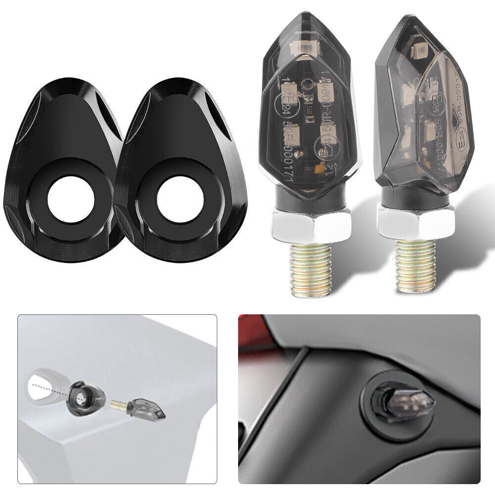 2X Black Motorcycle LED Turn Signal Blinker Light Indicator Amber Lamp Universal