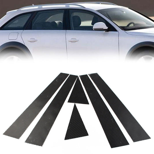 for Audi A4 B8 09-2016 Carbon Fiber Pillar Posts Door Window Molding Strip Trims