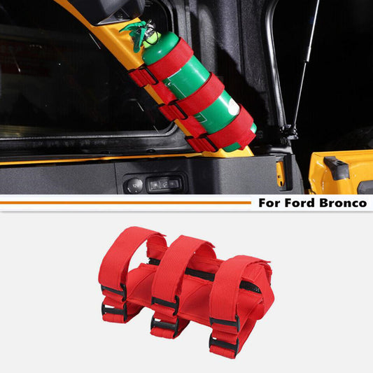 For 2021-2024 Bronco Red Adjustable Roll Bar Fire Extinguisher Mount Holder v