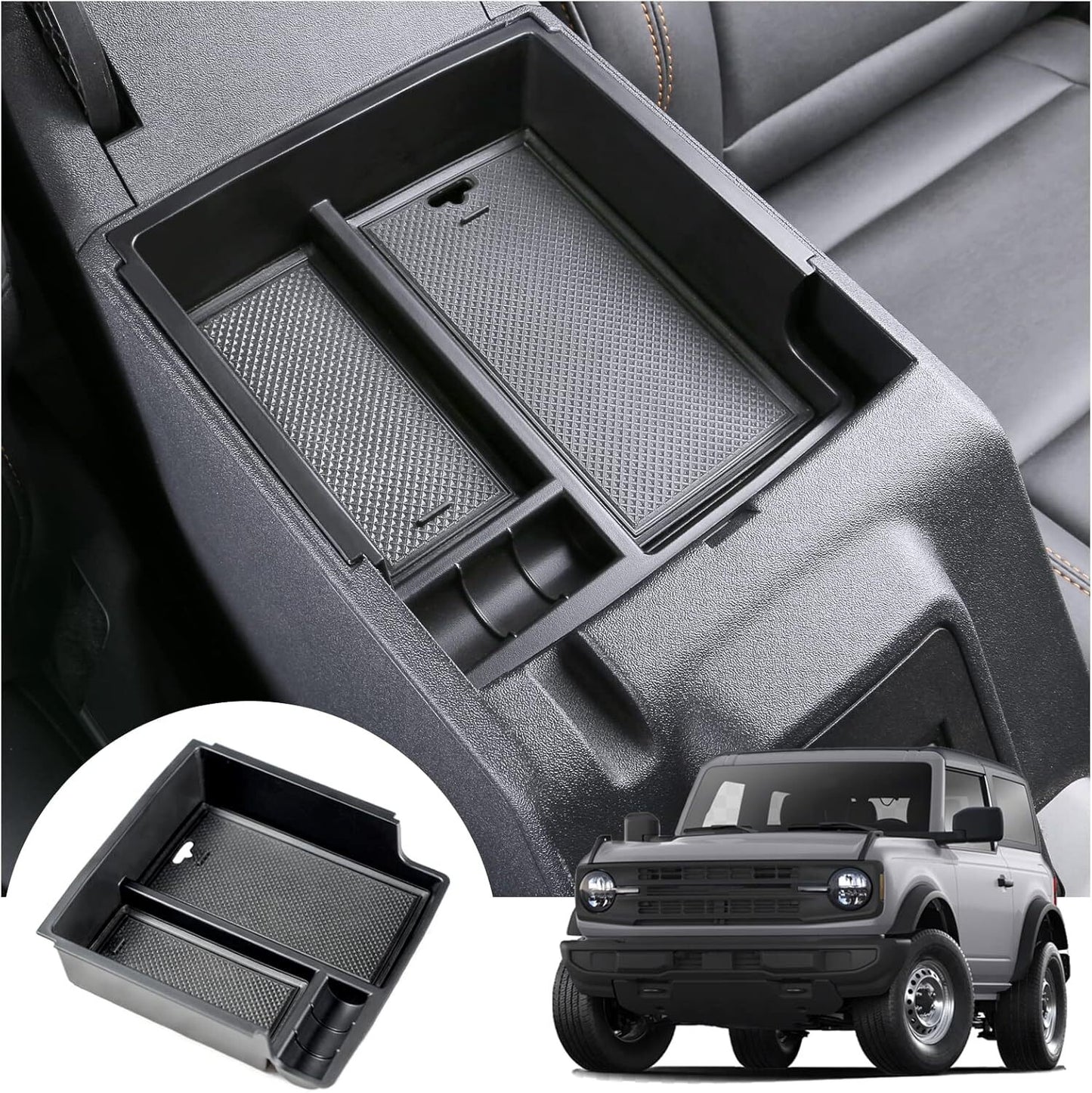 For 2021-2024  for ford  Bronco Car Center Console Armrest Storage Box Organizer Tray Q