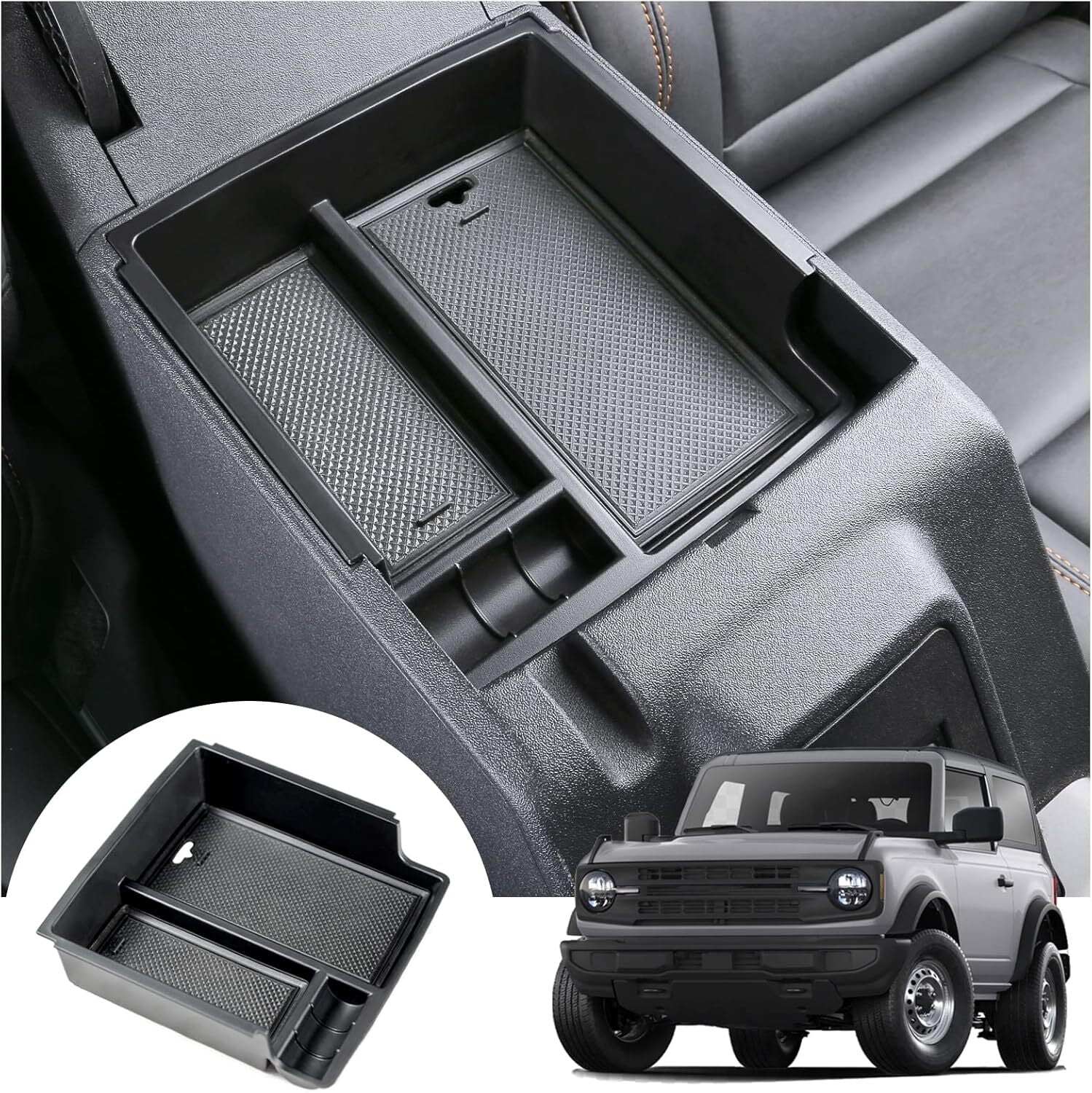 For 2021-2024  for ford  Bronco Car Center Console Armrest Storage Box Organizer Tray Q