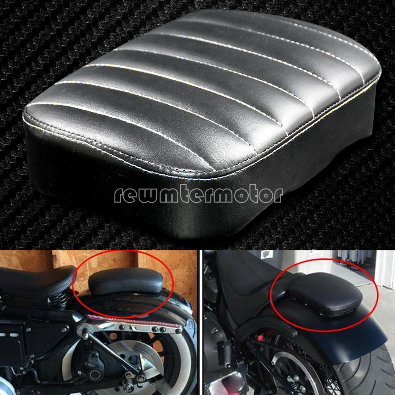 Universal Stripe Rear Passenger for Seat Pad 8 Suction Caps Fit for Harley Chopper Q