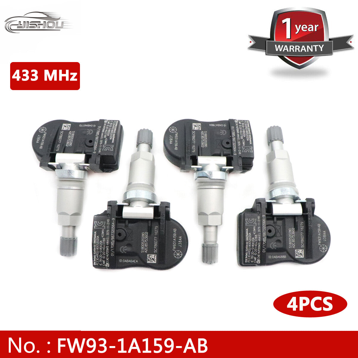 FW93-1A159-AB 4-piece Tire Pressure Monitoring System (TPMS) for Land Rover Discovery