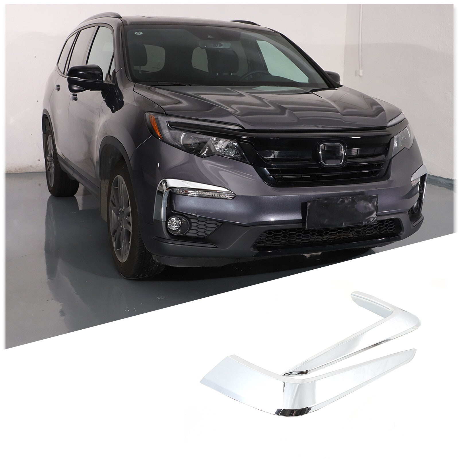 Chrome front fog light stripe protective cover trim for Honda Pilot 2019 - 2022 (2 pieces) n