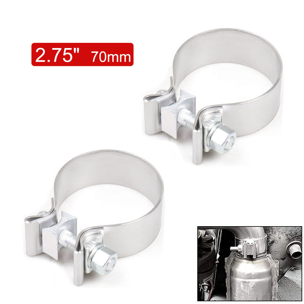 2.75 304 Stainless Steel Narrow Band Muffler Exhaust Pipe Clamp Sleeves 2PCS Q