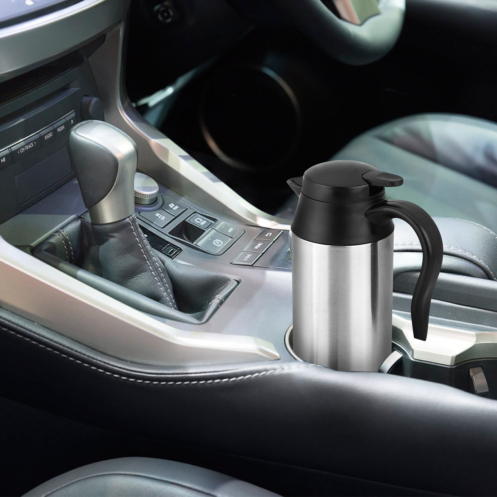 New 750ml 12V New Stainless Steel Cigarette Lighter Heating Kettle Mug Electric