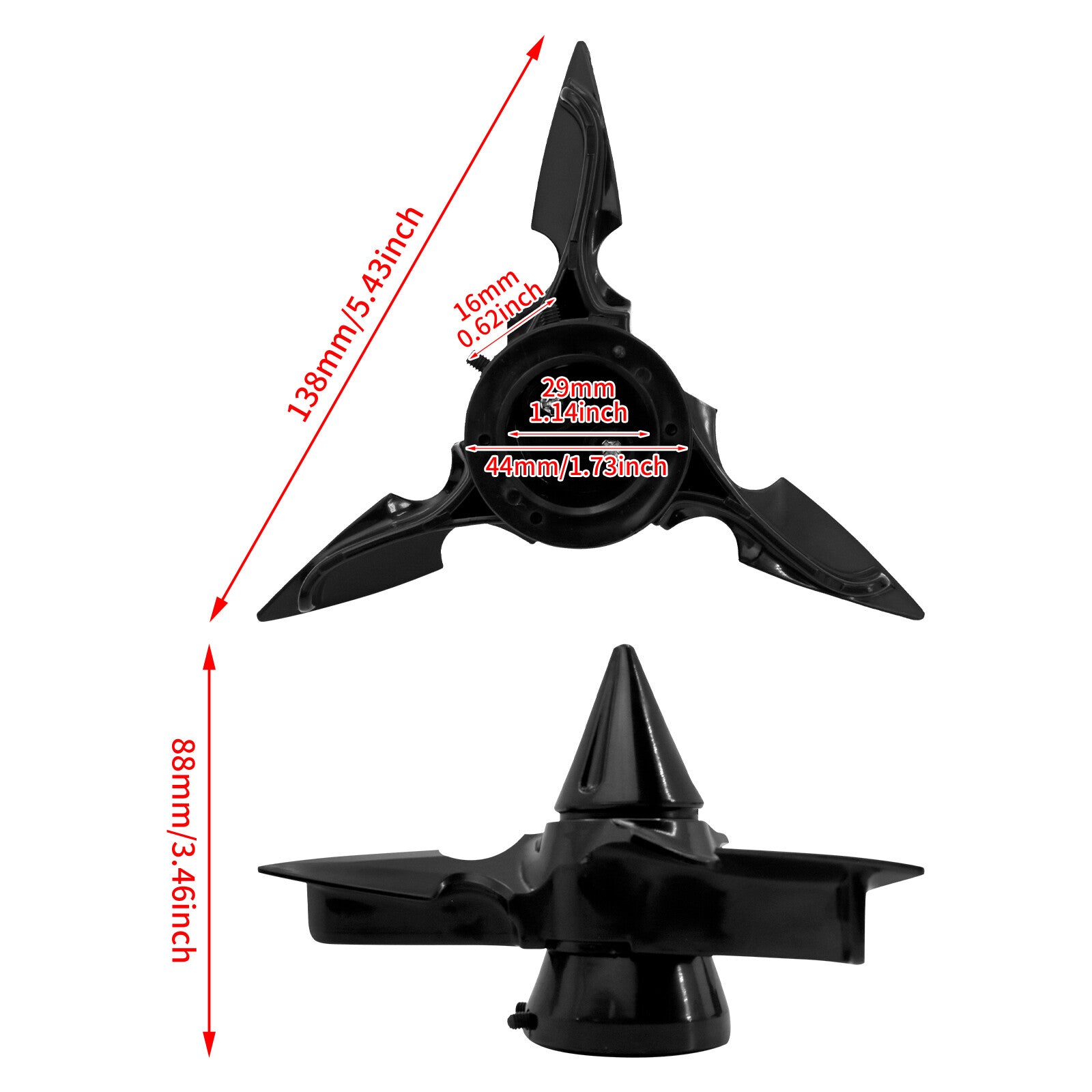 Black Front Spun Blade Spinning Axle Cap for Harley Road King Electra Glide 08+