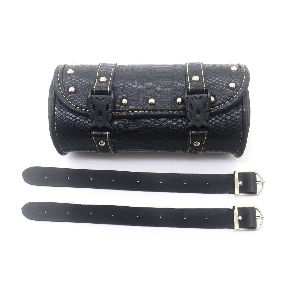 New Black for Mini Retro Crocodile PU leather Tool Bag Handlebar Sissy Bar Roll Bag Q
