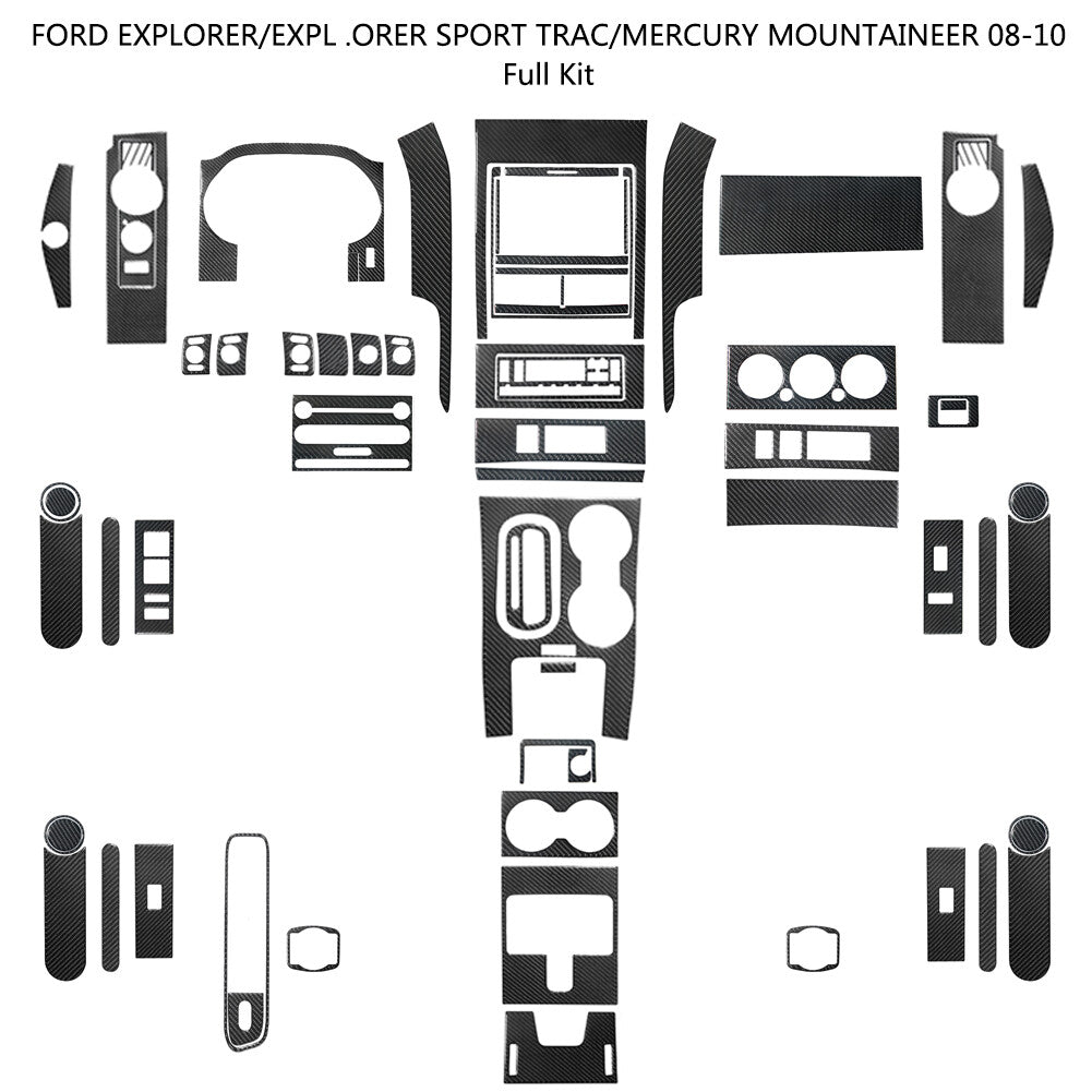 68Pcs for Ford Explorer 2008-2010 Carbon Fiber Full Interior Kit Cover Trim