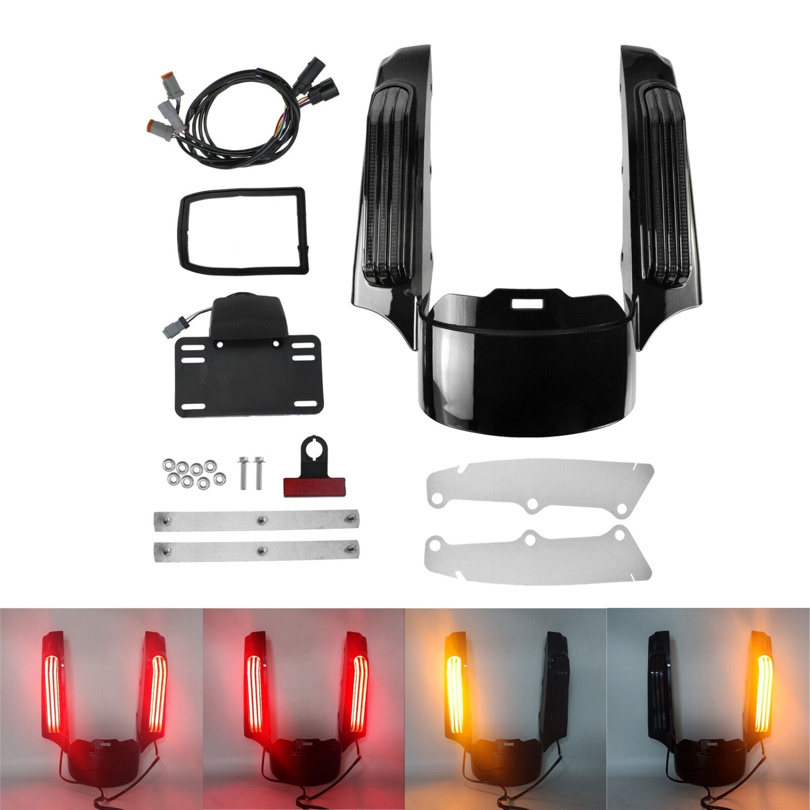 Rear Fender Fascia LED Turn Signal Light for Harley Road King Electra Glide 14+
