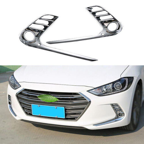 for Hyundai for Elantra 2017-2018 Chrome ABS Front Bumper Fog Lamp Light Cover Trims