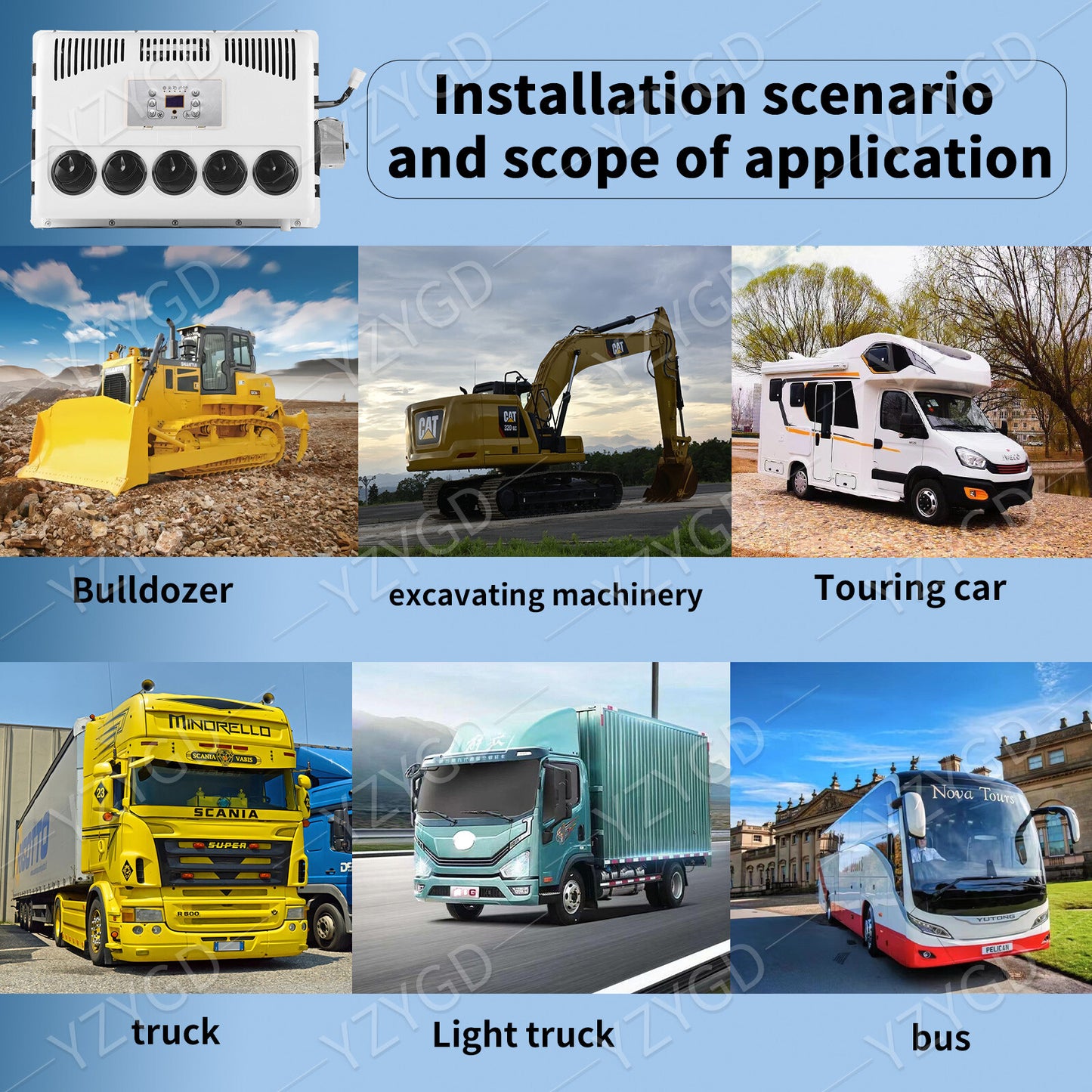 For Engineering Truck Bus RV Caravan Split AC 12V Car Air Conditioning Q