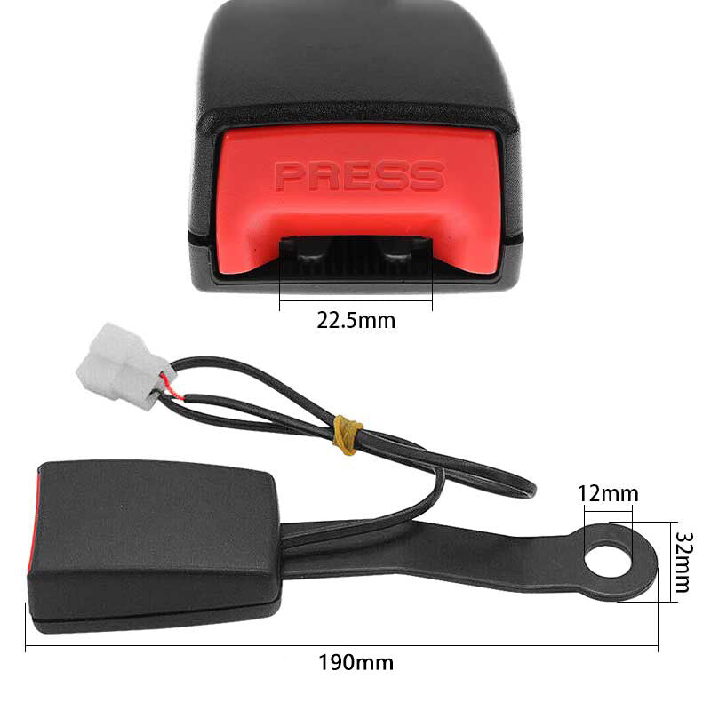 2 Pack For Car for Seat Belt Buckle Socket Plug Connector With Warning Cable Black