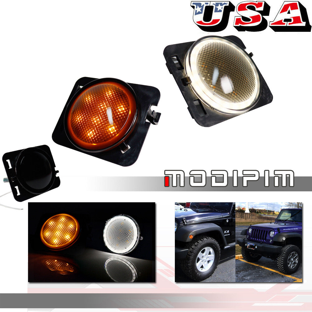 Suitable for Jeep for Wrangler 2007 - 18 JK Smoked Lens Switch DRL Turn Signal Lights Q