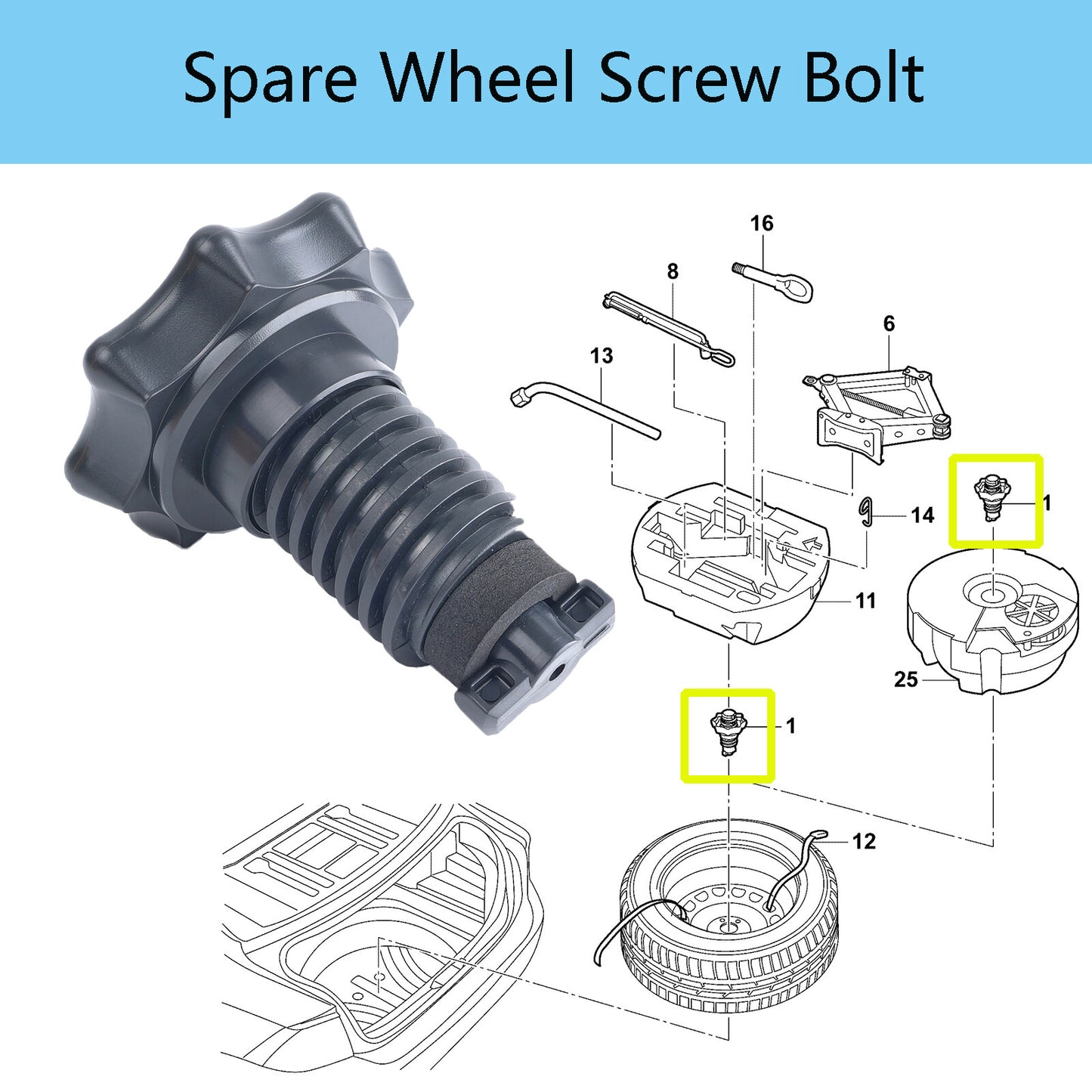 for VW for Passat for Jetta Beetle for Golf Plus Spare Wheel Lock Bolt Holder Bolt DE Q