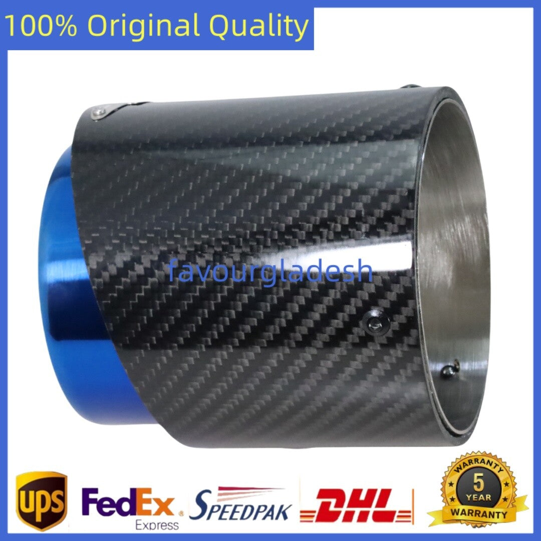 Blue Carbon Fiber Steel Exhaust Pipe Tail Muffler Tip For Cooper F54 F55 F56