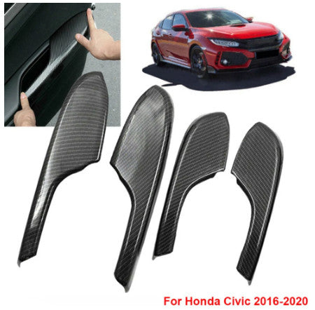 Carbon Fiber Interior Door Armrest panel trim Cover for Honda for Civic 2016-2020