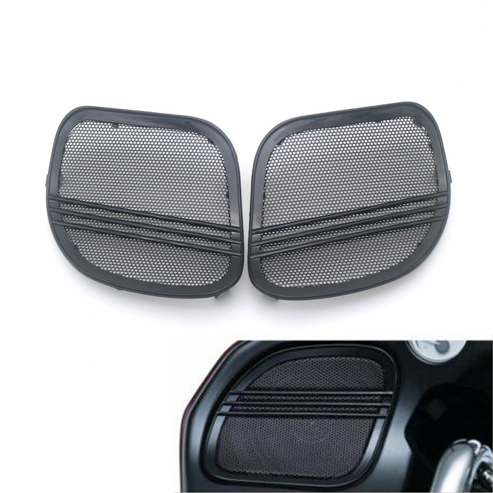 Motorcycle Black Tri-Line Speaker Grill Cover Trim for Harley Road Glide 15-18 Q