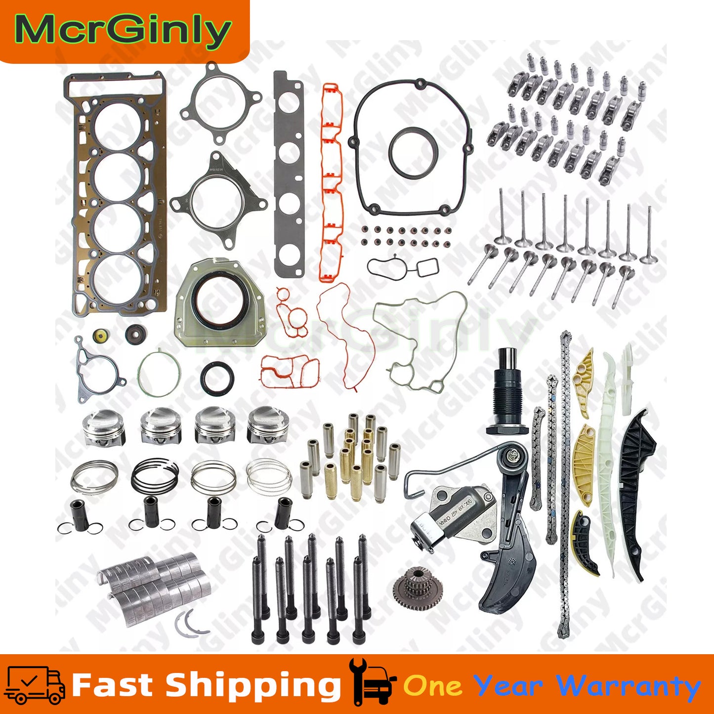 1.8T engine overhaul timing chain, piston and valve kit suitable for CC, for Audi A4, A5, TT- n