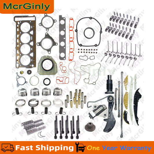 1.8T engine overhaul timing chain, piston and valve kit suitable for CC, for Audi A4, A5, TT- n
