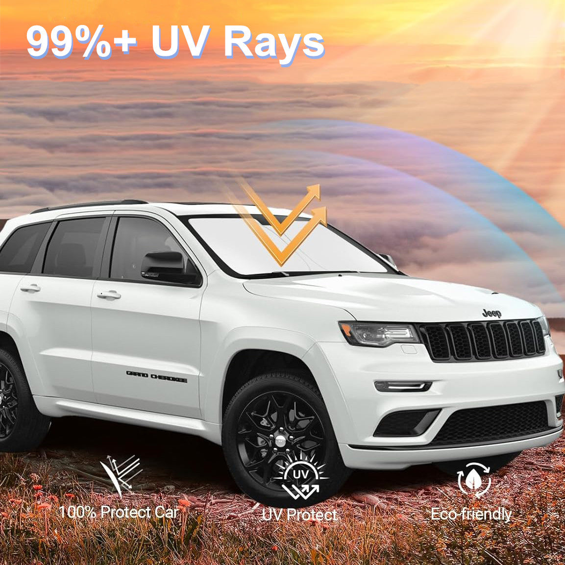 Suitable for 2014-2024 for Jeep Grand Cherokee windshield UV protection block cover - n