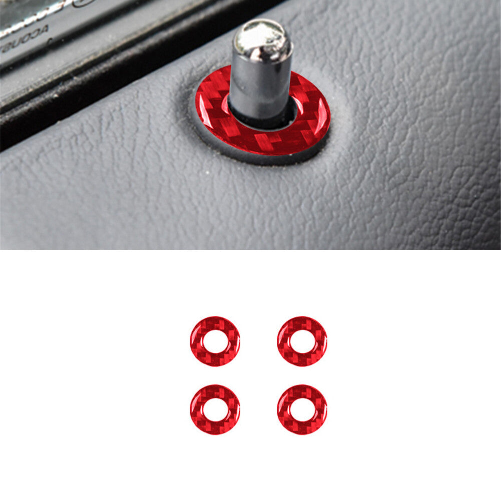4-Piece Red Carbon Fiber Door Lock Cover Trim for Chrysler 300 2015-2022