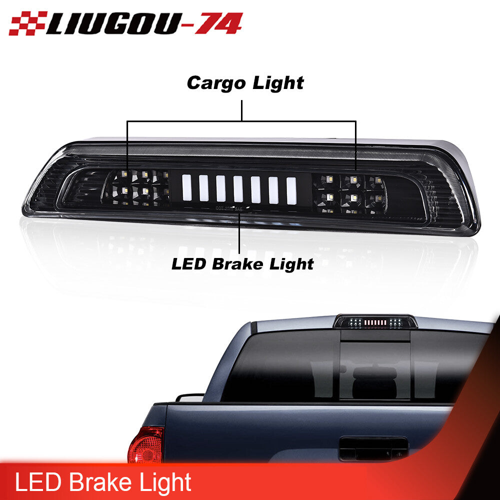 Suitable for 2007-2018 for Toyota TUNDRA 3RD third brake light/racing light, black/clear.