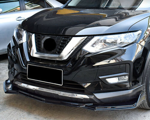 3x for Nissan Rogue 2017-20 Glossy Black Front Bumper Lip Spoiler Bodykit Guard