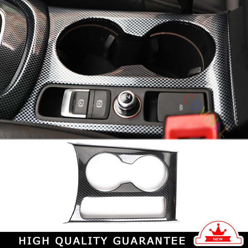 Car Middle Console Drinking Glass Trim Fit for Audi Q3 13-18 Black Carbon Fiber