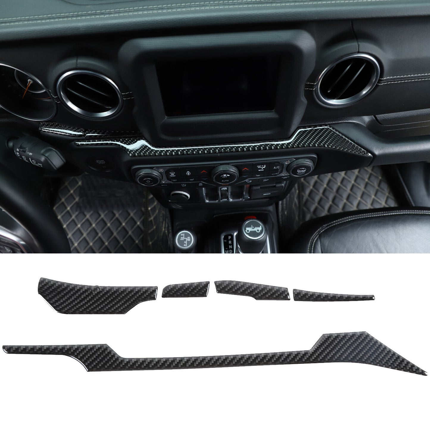 Carbon Fiber Center Console Cover Trim for Jeep for Wrangler JL JT 2018 2019 2020