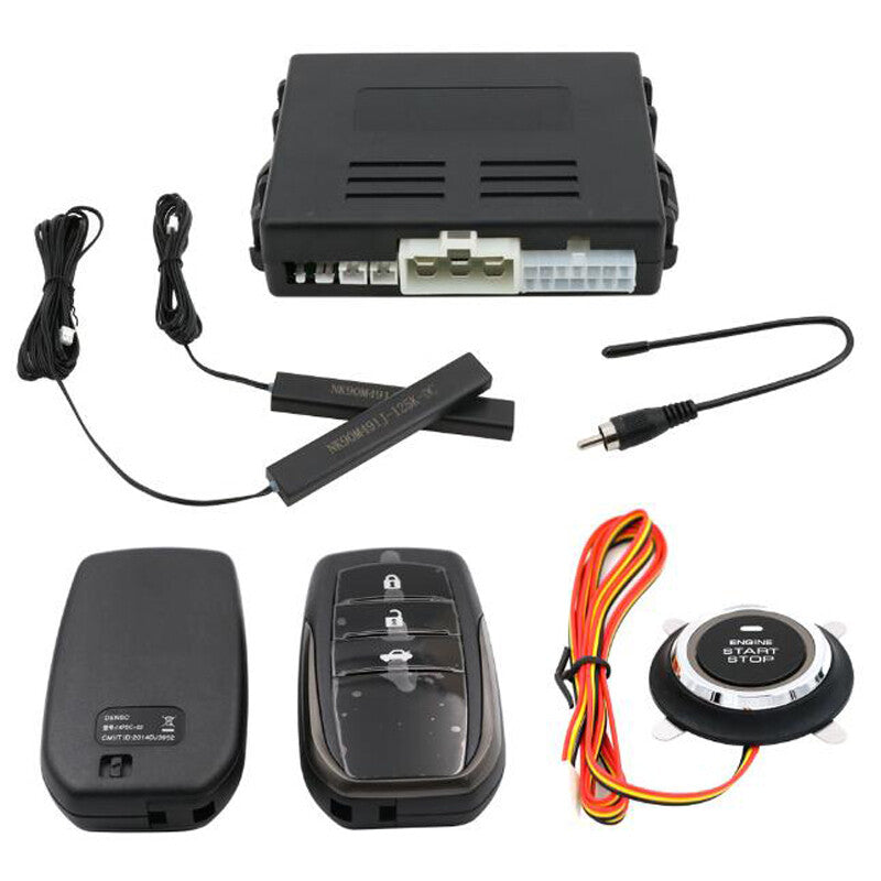 12V Keyless Entry Engine Start Alarm System Button Remote Start/Stop Kit n