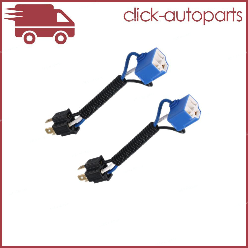 2 H4 Headlight Light Bulb Angle Socket Plug Connector Wiring Harness Ceramic Q