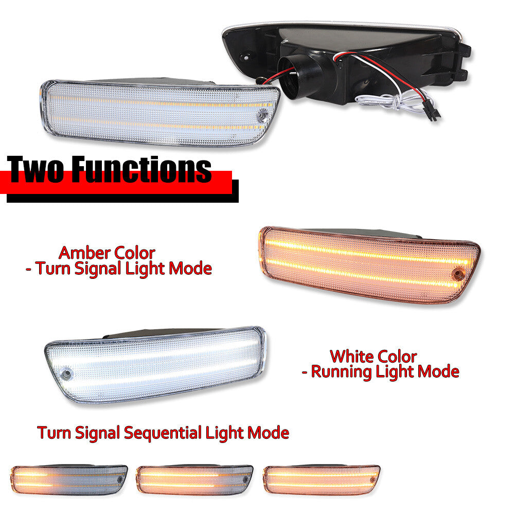 2-Pack Transparent Lens LED Front DRL Signal Lights for Acura Integra RS/GS/LS/GSR 92-93