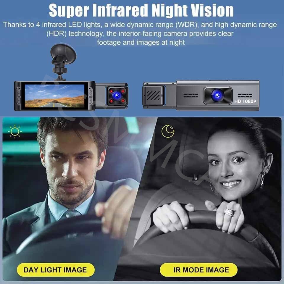 3 Channel 1080P Dash Cam WiFi Car DVR Night Vision Front Inside Rear Camera 170¡ã