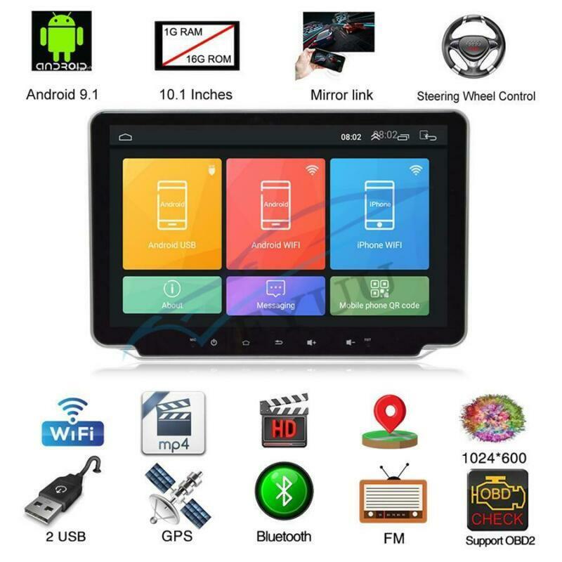 10.1-inch 1DIN touchscreen, Android 9.1, in-car GPS navigation, multimedia player, WiFi FM radio. n