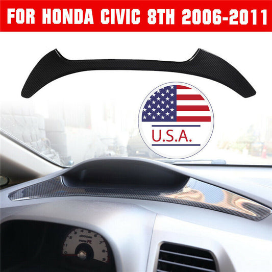 Carbon Fiber Look Middle Control Speedometer Strip Trim For 2006-11 for Honda for Civic Q