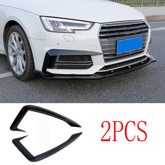 for Audi A4 B9 2017-2019 Glossy Black Front Fog Light Lamp Eyebrow Cover Trim 2x