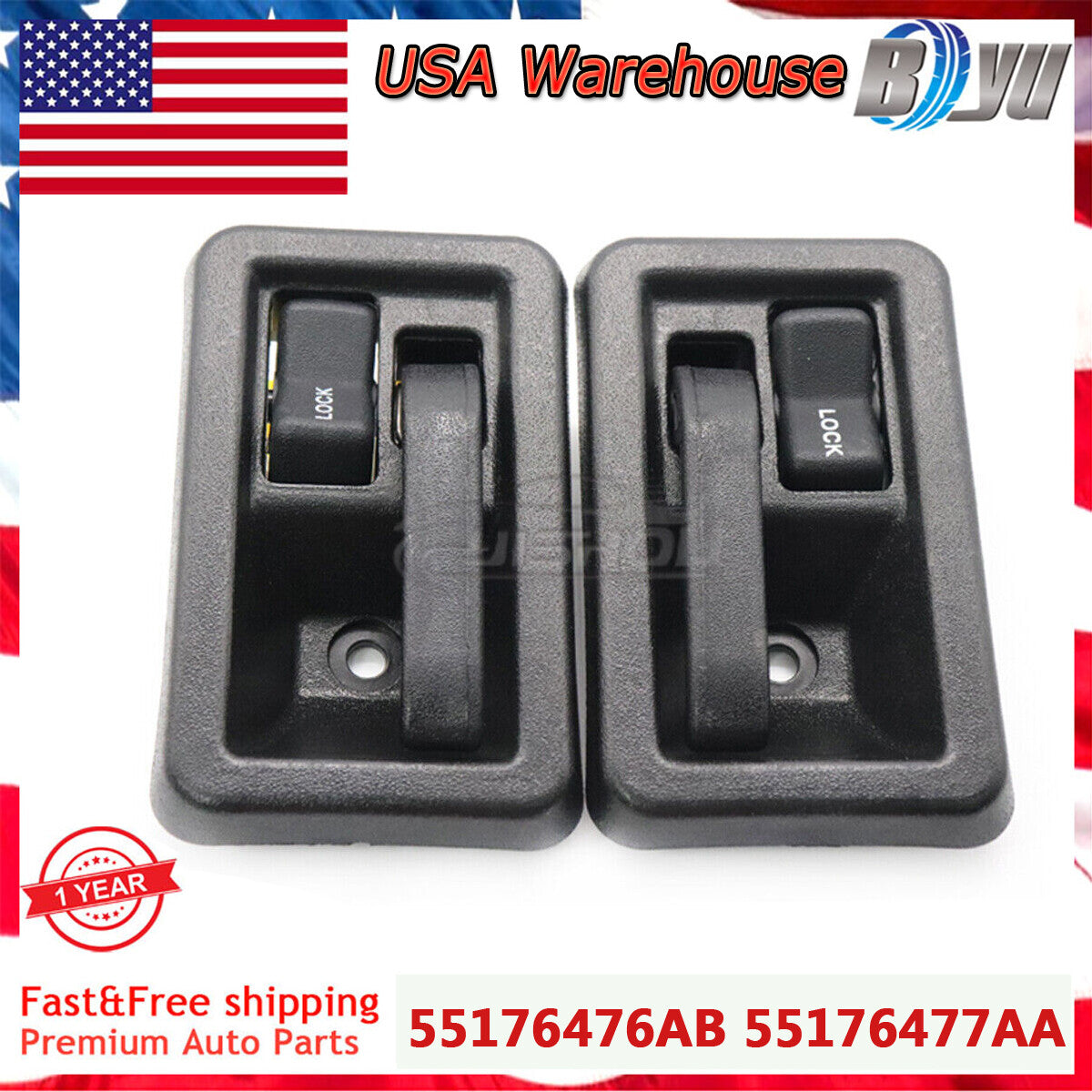 2P Inside Interior Door Handle Left Right Side For 1987-2004 for Jeep for Wrangler YJ TJ