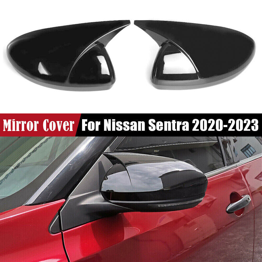 for Nissan Sentra 20-2023 Black Ox Horn Door Rearview Side Mirror Cover Trim 2P