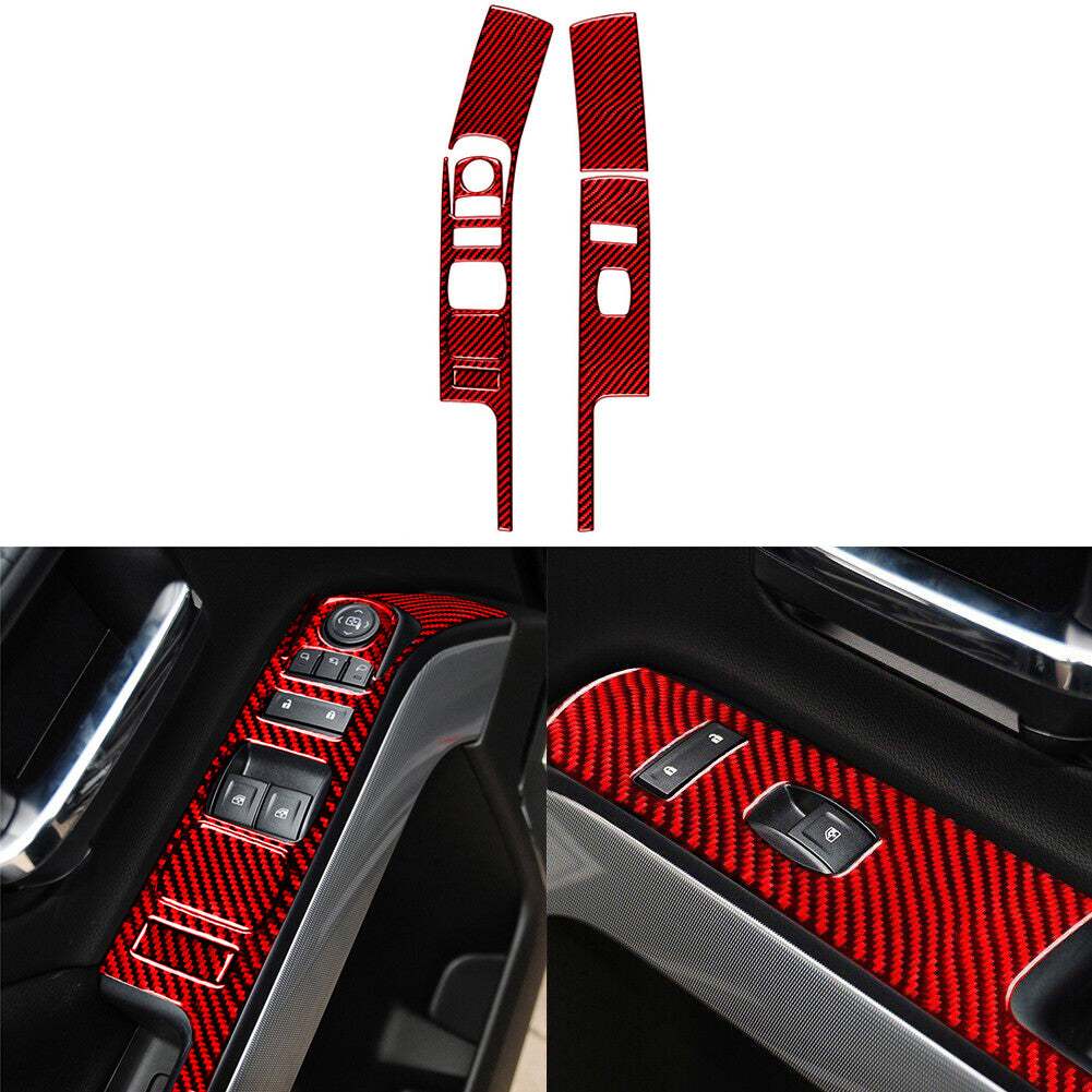 7X Red Carbon Fiber Rear Console Frame For Silverado/tahoe/ for sierra 2007-14 Type B v