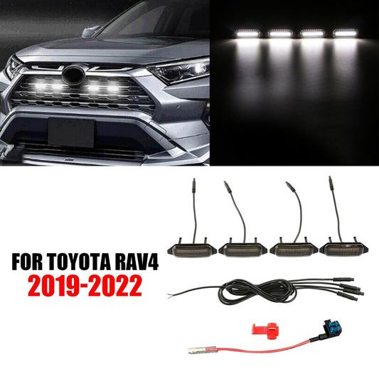 White light LED Grille Light Replace Kits fit 2019-2022 for Toyota RAV4 Accessory AT