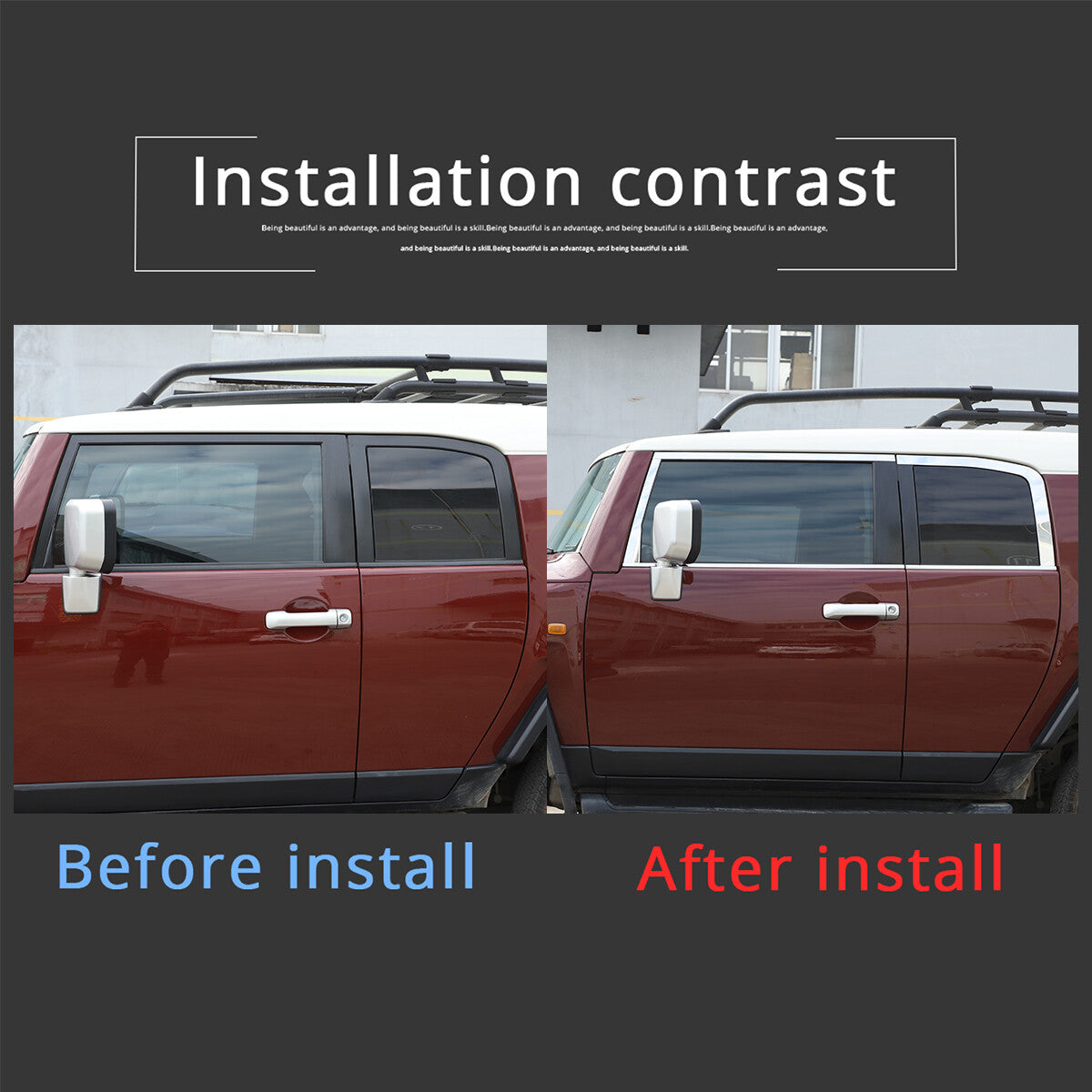 Stainless steel molded window trim for Toyota FJ Cruiser 2007 - 2021