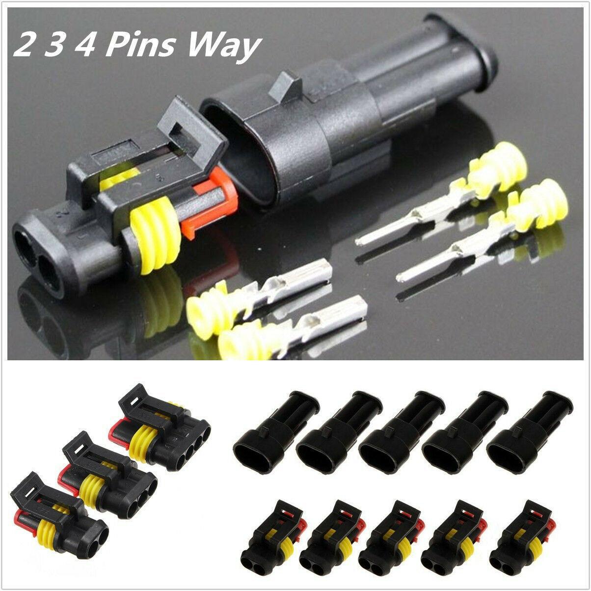 15-Piece Set of 2/3/4-Pin Sealed Wire Connector Plugs for Automotive and Motorcycles (12A) n