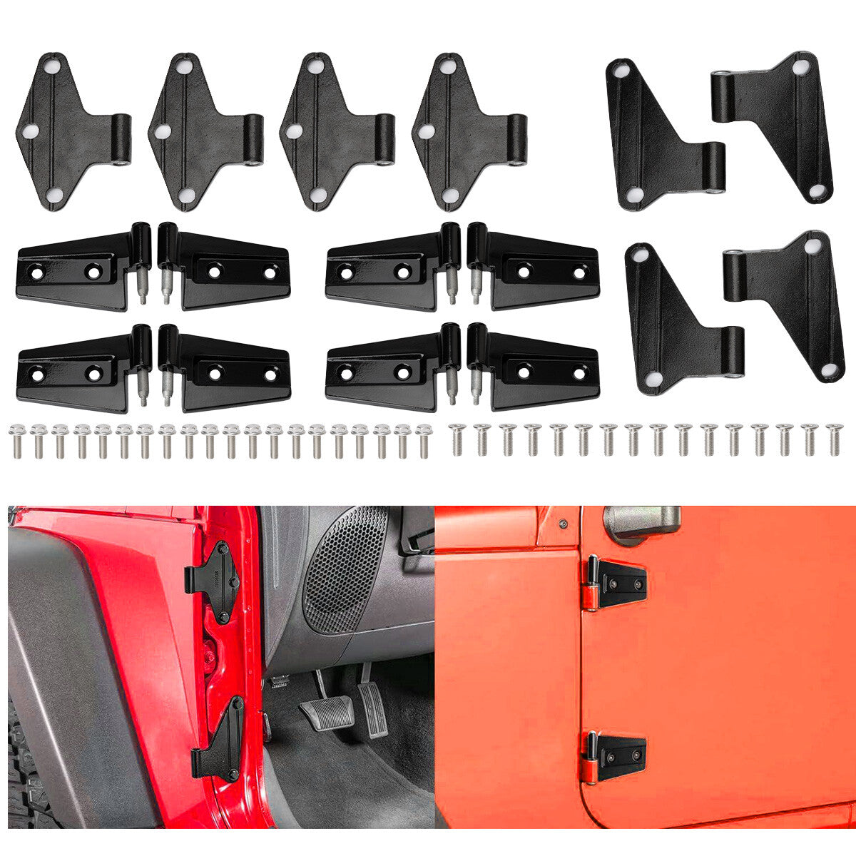 16PCS for Jeep for Wrangler JK Body Door Hinge Replacement Set Powder Coat 2007-2018 Q