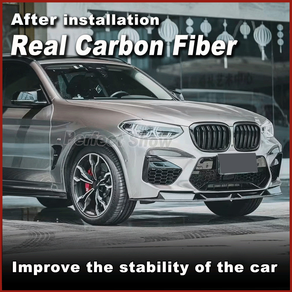 for BMW F97 X3M F98 X4M 2019-2023 Real Carbon Front Bumper Lip Spoiler Splitters
