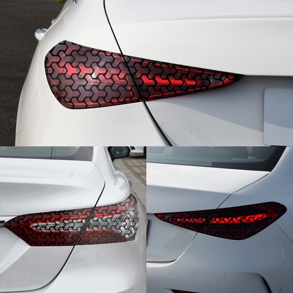 4PCS Car Rear Tail Light Honeycomb Gaphic Stickers Vinyl Trim Rear Light Film